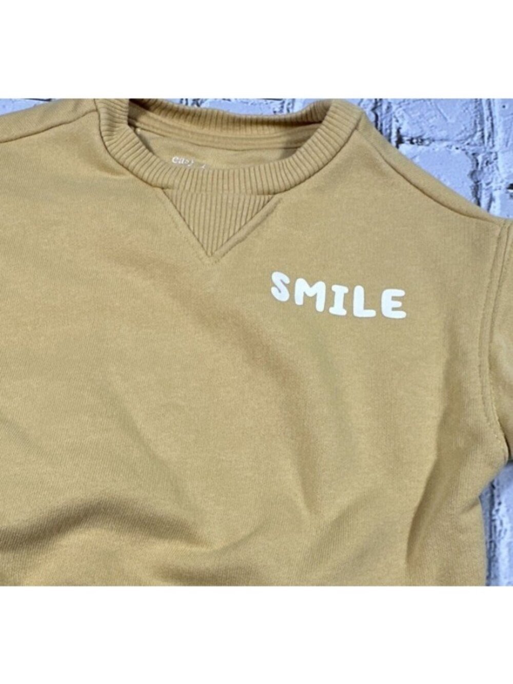 Easy Peasy 0-3 Months Baby Smile Mustard Yellow Gold Sweatshirt - Picture 2 of 7